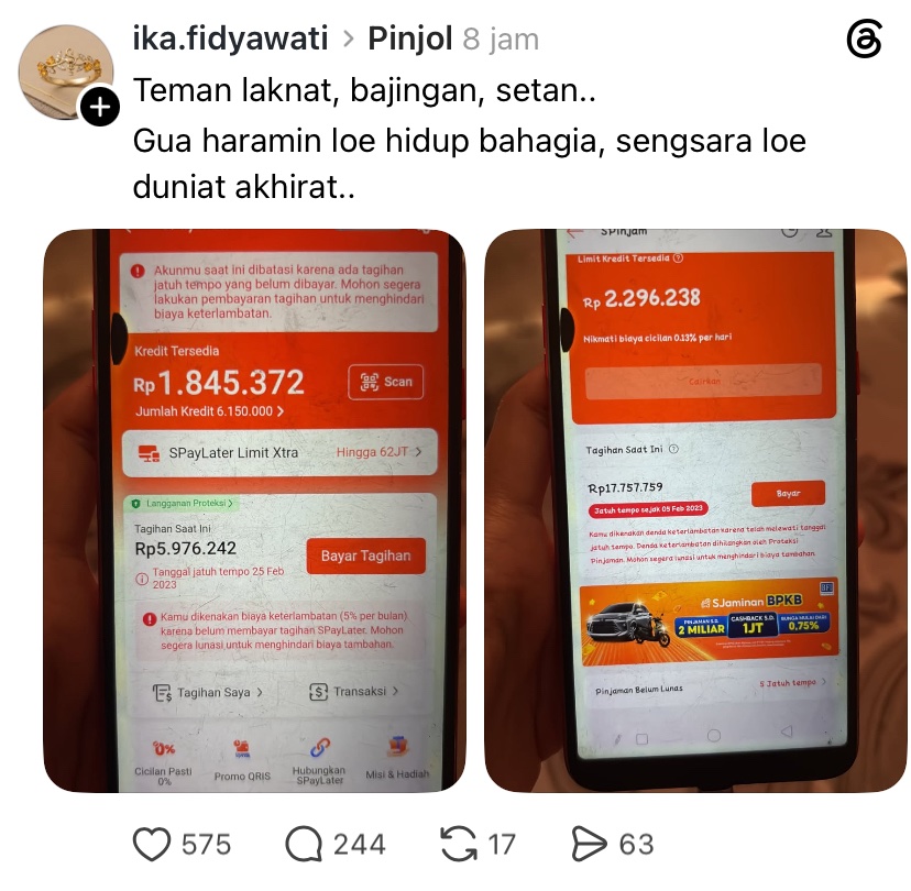 SeekHustle's tweet photo. Hayoo siapa disini yang gamau ngutangin temen pakai uang pribadi, tapi bolehin temennya pakai pinjol🫣

Yang kek begini nih yang merusak pertemanan, apalagi sampai galbay nama lo yang bakalan jelek capt🥵

Sekalipun itu temen deket lo jangan deh kalau kek begini, ribet urusannya karena bunganya gede dendanya juga jalan terus..