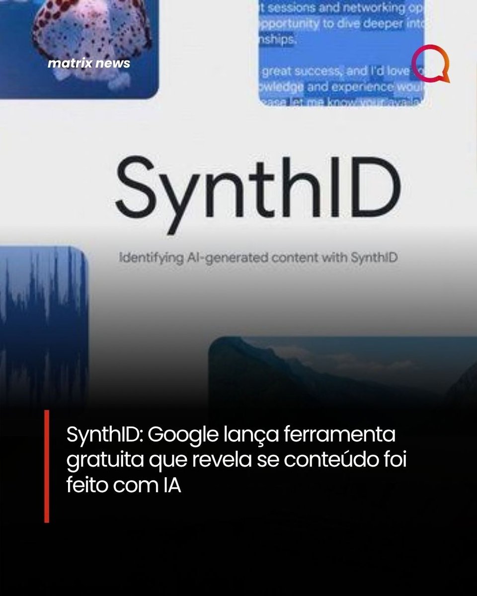 Matrix__go's tweet photo. Foi feito por IA? Agora o Google ajuda a descobrir!
O Google liberou para o público o SynthID Detector, ferramenta gratuita que identifica marcas d’água invisíveis em imagens, vídeos e áudios gerados por Inteligência Artificial.
#MatrixGo #InteligenciaArtificial #SynthID https://t.co/oEYTKOTCOc
