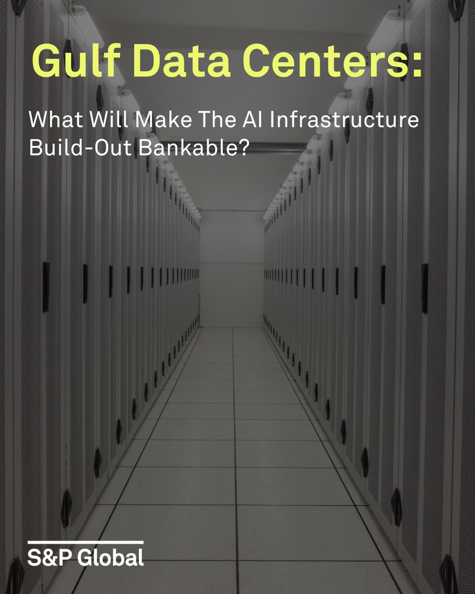SPGlobal's tweet photo. Data centers are becoming critical to the GCC region's digital and AI ambitions, as governments and businesses seek to build the computing infrastructure needed to support the rapid growth of AI and cloud services. In just a few years, GCC countries have moved from hosting relatively small enterprise colocation facilities to announcing some of the world's largest AI-focused data center campuses.

Gain deeper insights with @SPGlobalRatings:
https://t.co/OYQpeinxm4
