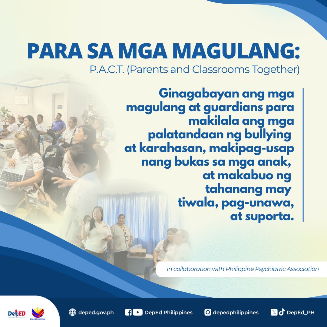 DepEd_PH's tweet photo. MENTAL HEALTH CARAVAN NG DEPED, DUMATING NA SA MARIKINA! 🏫 🤗

Masayang sinalubong ng mga mag-aaral, guro, at mga opisyal ng Marikina ang unang stop ng DepEd Mental Health Caravan. 

Layunin nitong gawing mas accessible ang mental health programs and initiatives sa mga paaralan sa buong bansa.

Dito, may makikinig, may tutulong, at may karamay ka rito. ❤️

#MentalHealth #DepEdSchoolSafety #DepEdPhilippines #BagongPilipinas