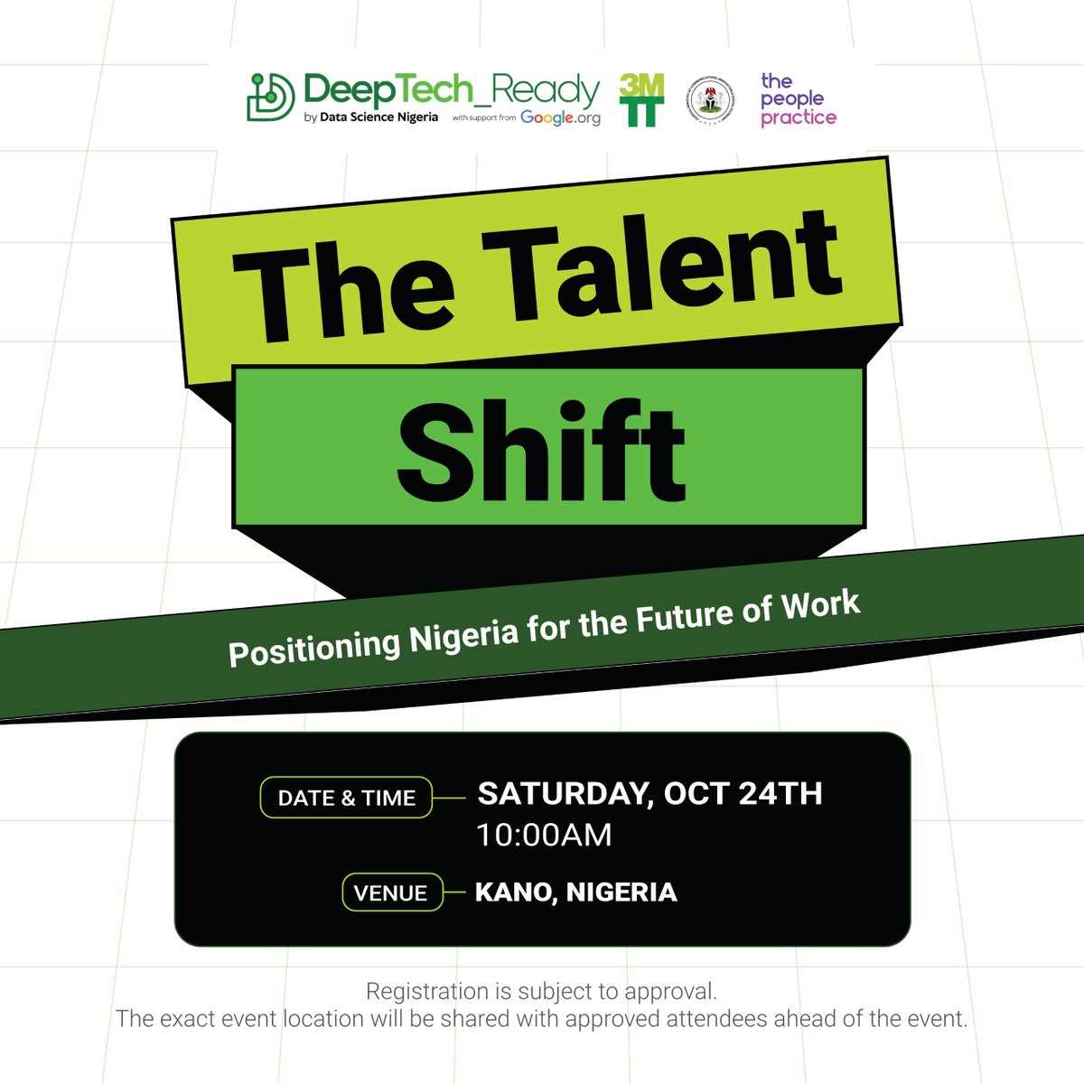 DeepTech_Ready's tweet photo. Kano, get ready!

Earlier this year, The Talent Shift brought together ecosystem leaders, founders, and emerging talent in Lagos. This October, the conversation continues in Kano. https://t.co/ce7MbMWBpK
