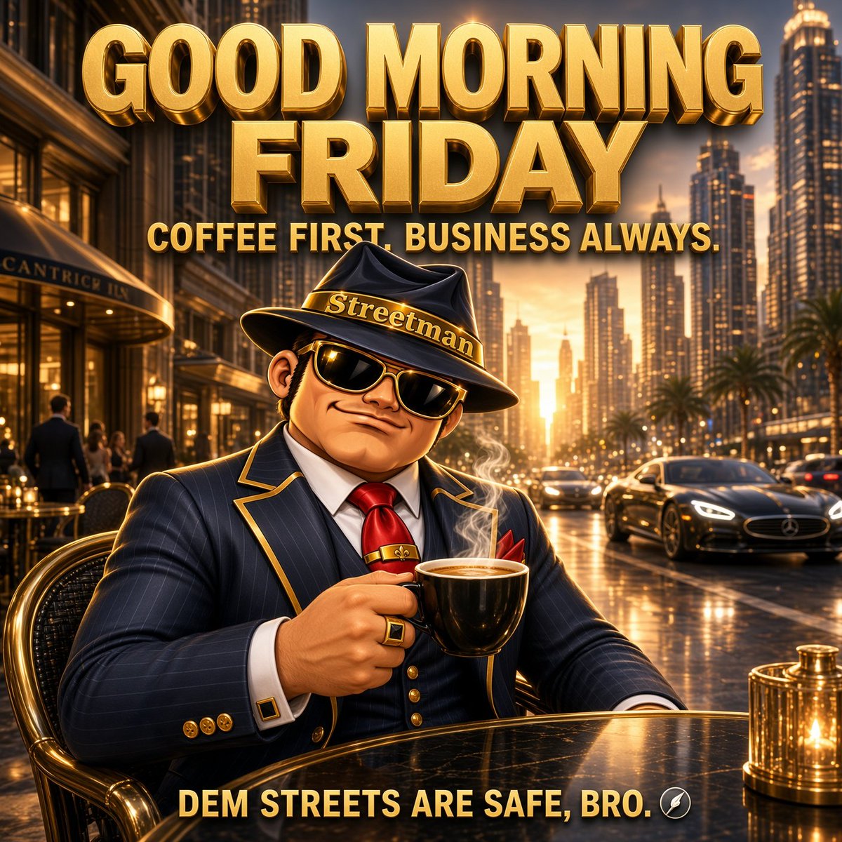 DemCryptoLifer's tweet photo. GM Friday, bro! ☕️🏙️

Coffee hot. Mind sharp. Streets under control. 😎 https://t.co/vXHIz4Q7cd