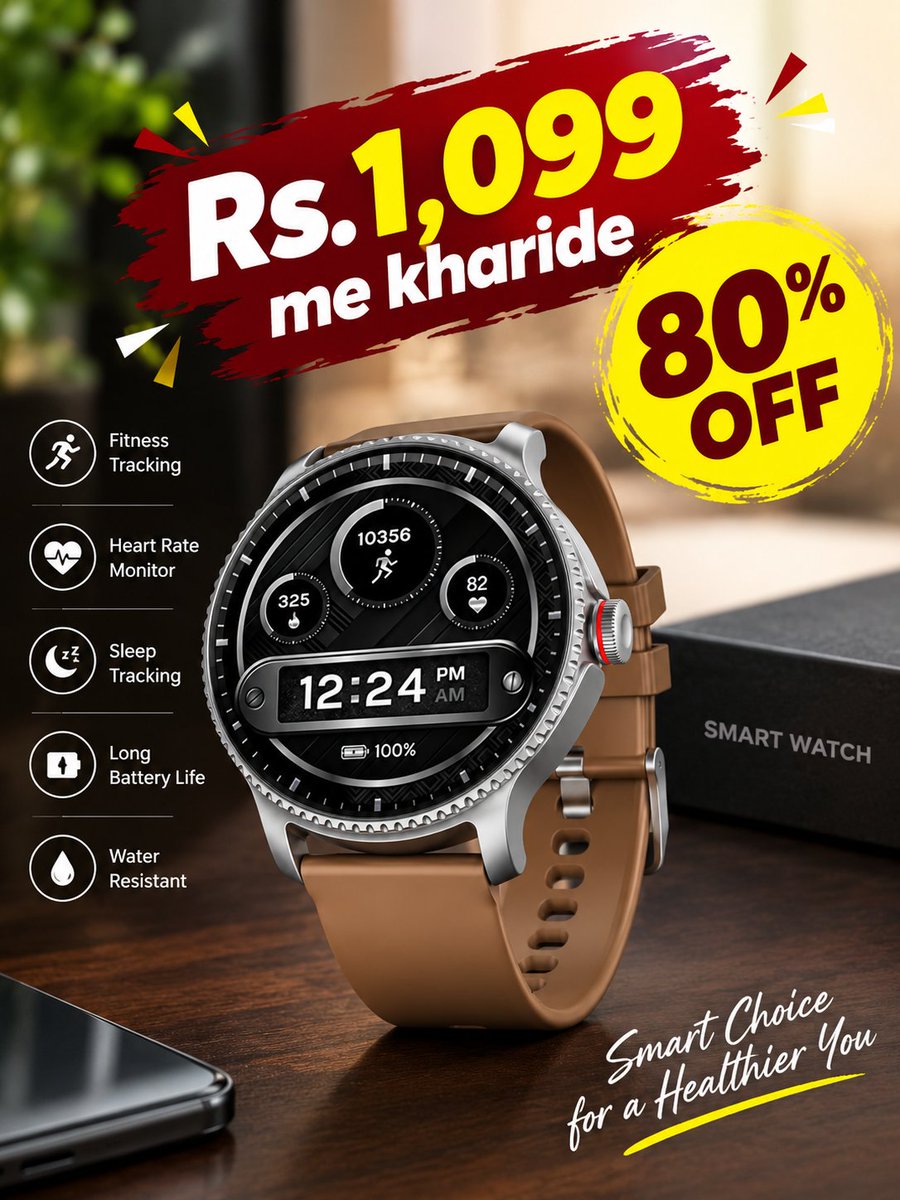 dilsify's tweet photo. ⌚ Smart Watch सिर्फ ₹1,099 में! 🔥
visit the link- https://t.co/JsWKYy4rNw
Stylish look + smart features at an exciting price! 😍 Grab yours today! 🛍️

#SmartWatch #TechDeals #Gadgets #ShoppingDeals https://t.co/qUkI2qL4lN