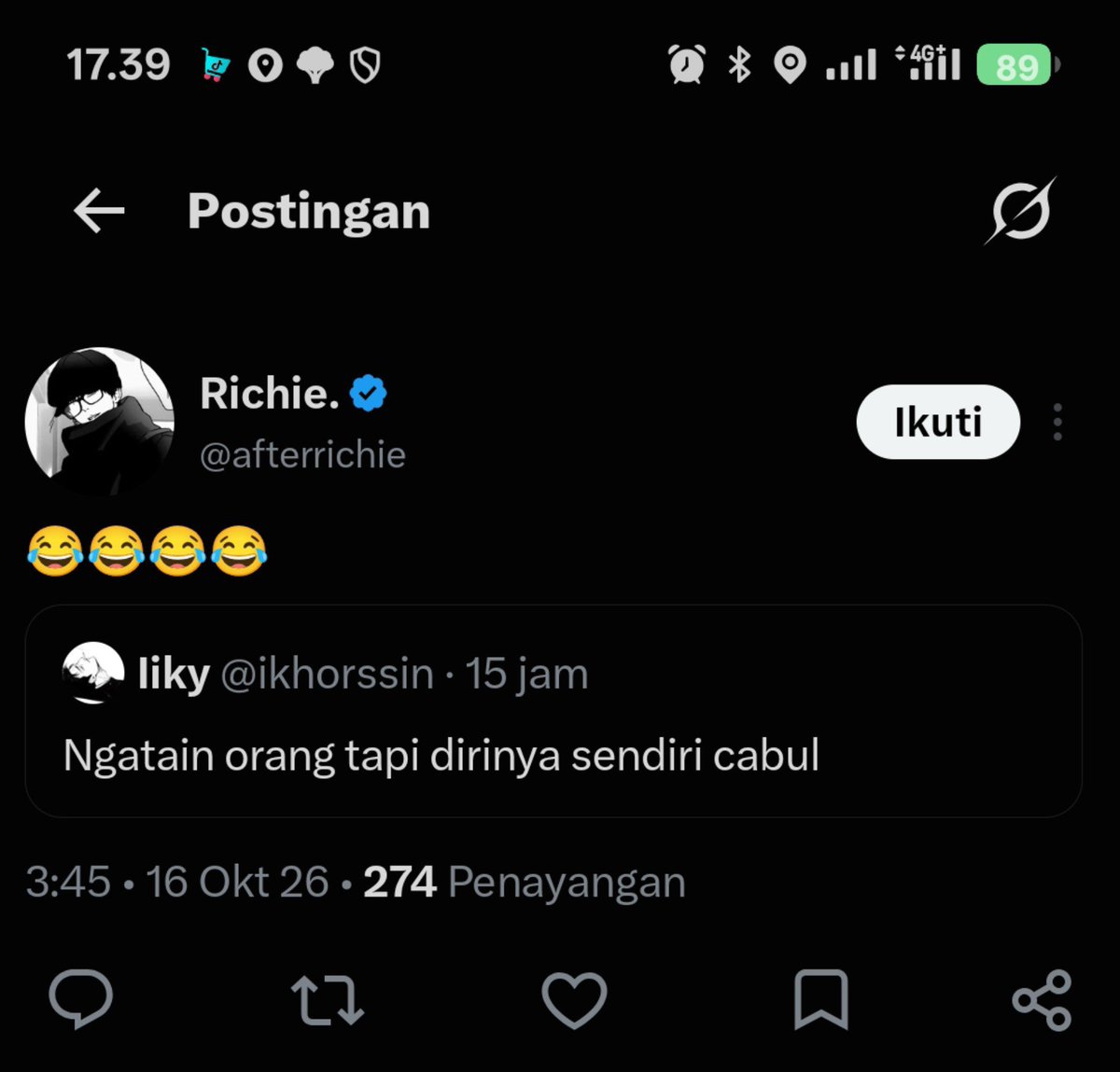 aikiose's tweet photo. lah gimana chie? bukannya elu yang jilat ludah sendiri? label mdni tapi follow minor duluan 😹😹 https://t.co/GinDZ0diek
