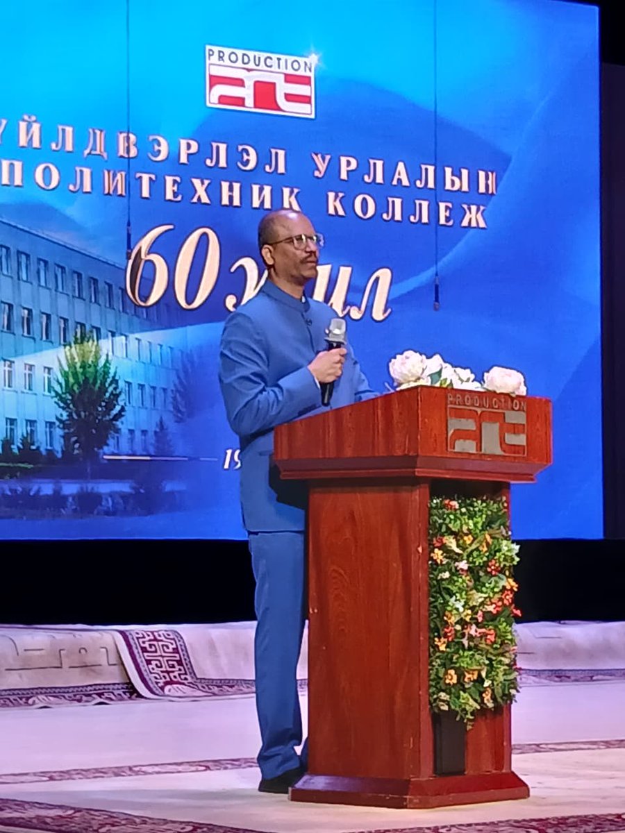 IndiainMongolia's tweet photo. 2026 оны 10-р сарын 16-ны өдөр БНЭУ-аас Монгол Улсад суугаа Элчин сайд Эрхэмсэг ноён Атул Малхари Готсурве Монголын Үйлдвэрчний Эвлэлийн Соёлын төв ордонд зохион байгуулагдсан Ражив Гандийн нэрэмжит Үйлдвэрлэл, Урлалын Политехникийн Коллежийн 60 жилийн ойн баярын арга хэмжээнд оролцов. Элчин сайд хэлсэн үгэндээ, тус коллеж нь Энэтхэг, Монголын найрамдалт харилцааны тод жишээ болохыг онцлон тэмдэглээд, сургуулийн нийт багш, ажилчид болон үе үеийн нийт оюутнуудад баярын мэнд дэвшүүлэв. Мөн тэрээр Ражив Гандийн нэрэмжит Үйлдвэрлэл, Урлалын Политехникийн Коллежийн мэргэжлийн сургалтын үйл ажиллагааг өргөжүүлэхэд Энэтхэг Улсаас тууштай дэмжлэг үзүүлж ирснийг дурдаж, тус коллежийн захирал Ш.Одончимэгт сайн сайхныг хүсэн ерөөв.

On 16 Oct 2026, HE Mr Atul Malhari Gotsurve, Ambassador of India to Mongolia attended the 60th Anniversary Celebration Function of the Rajiv Gandhi Polytechnic College of Production and Arts, Ulaanbaatar at the Cultural Palace of the Mongolian Trade Unions. In his speech, Ambassador mentioned that the Rajiv Gandhi Polytechnic College of Production and Arts is a shining example of India-Mongolia Friendship. He conveyed his best wishes to the teaching and non-teaching faculty and all students (past and present) on this very important occasion. He highlighted the contribution of India at regular interval in the expansion of vocational training at the  Rajiv Gandhi Polytechnic College of Production and Arts. He extended his best wishes to the Ms Sh Odonchimeg Director General of the Rajiv Gandhi Polytechnic College of Production and Arts.
#भारत #India #Mongolia #Training #CapacityBuilding #India #Mongolia #RajivGandhi
@MEAIndia @IndianDiplomacy