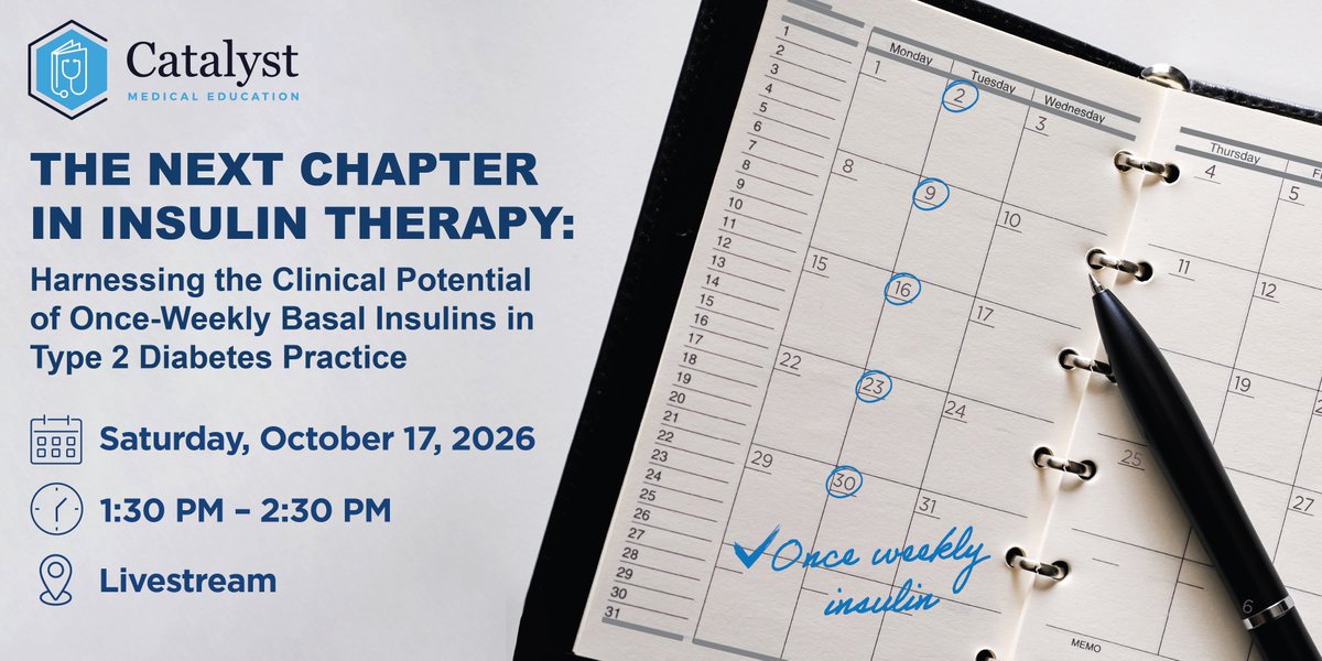 CatalystMedEd's tweet photo. Stay up to date on the latest evidence and consider how once-weekly formulations may shape the future of insulin therapy in T2D. Watch the livestream tomorrow starting at 1:30 PM EST: https://t.co/qW3rQwqlcb #OnceWeeklyInsulin #Diabetes #T2D https://t.co/XNHstucH4P