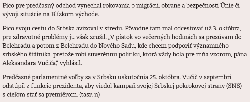 MiPo3x's tweet photo. besný dedo ide ovplyvňovať voľby v Srbsku

Robert Fico predčasne odišiel zo samitu EÚ v Bruseli, aby mohol v srbskom Novom Sade podporiť Aleksandara Vučića na predvolebnom mítingu. https://t.co/v5md3xWZq5