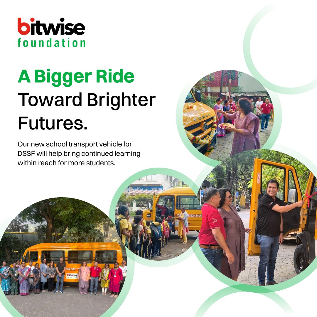 Bitwise_Updates's tweet photo. #BitwiseFoundation inaugurated a larger school transport vehicle for DSSF, helping more students access continued learning. 

Thank you to our leadership team for making this possible.

Explore more at: https://t.co/wC1A5RlVxN

#Bitwise https://t.co/5hJzjMYku3