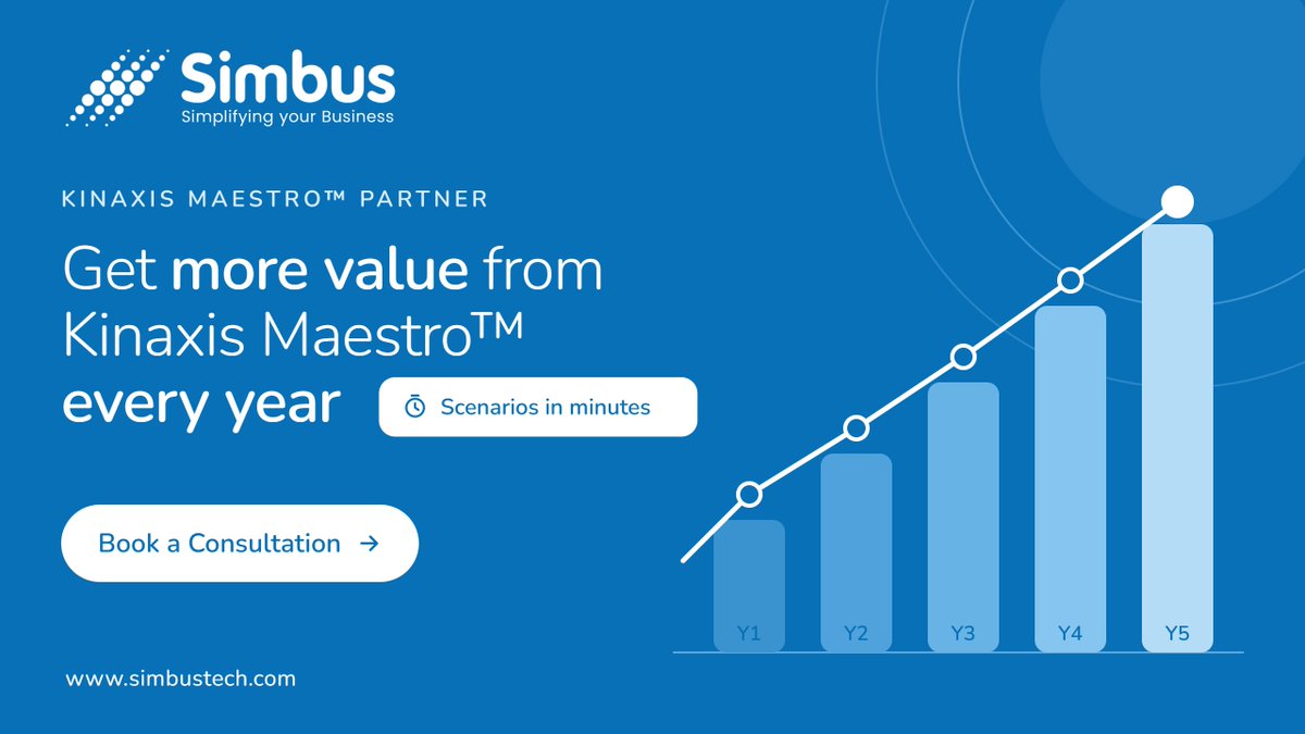SimbusTech's tweet photo. What if your Kinaxis Maestro™ platform delivered more value every year? Simbus helps you add new sites and categories faster, run scenarios in minutes, onboard planners in week one, and track value for leadership. Book a consultation: https://t.co/MbujuDmmsA #Kinaxis #Simbus https://t.co/IR5kU2UfAm