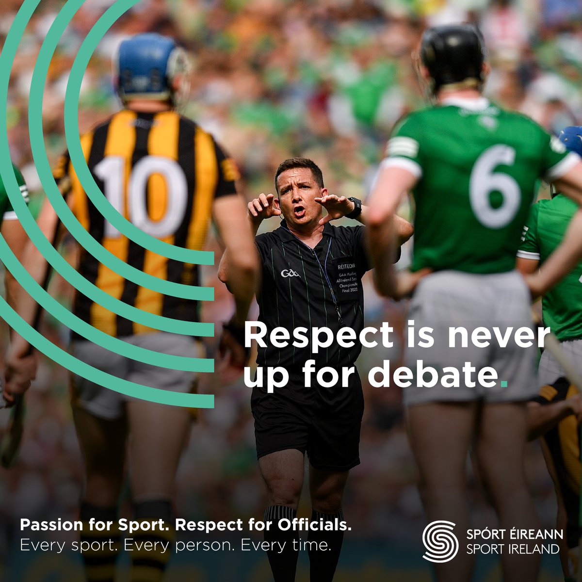 TipperarySports's tweet photo. Respect matters most in the moment.

When the pressure is on, how we respond can make all the difference.

Every sport. Every person. Every time.
@sportireland @TipperaryCoCo 
#PassionForSport #RespectForOfficials #SportIreland https://t.co/qMXiDKPE4V