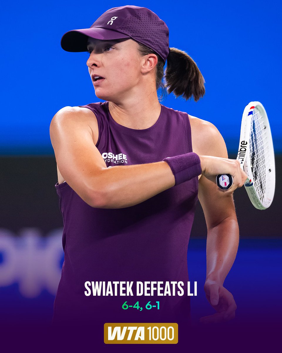 WTA's tweet photo. Another semifinal for Iga 😮‍💨

@iga_swiatek makes it to the semifinal of a WTA 1000 for the fourth time in 2026!

#dongfengvoyahwuhanopen https://t.co/B1q8criEOG