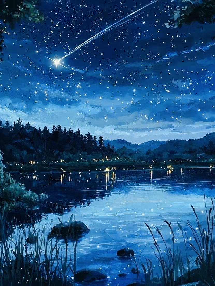 GillesLame71294's tweet photo. Looking up at the night sky, a meteor trails across the dark expanse—its weightless glow feels like a gentle promise under the bright, good stars. https://t.co/Xq9fTA6Dyu