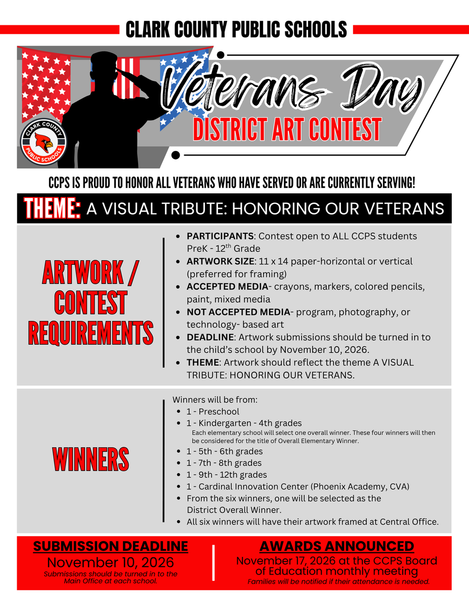 CCPSGoCards's tweet photo. Encourage your young artists to get creative and help us honor our veterans! #GoCards #GrowingGreatness https://t.co/tPHNcKmbOd