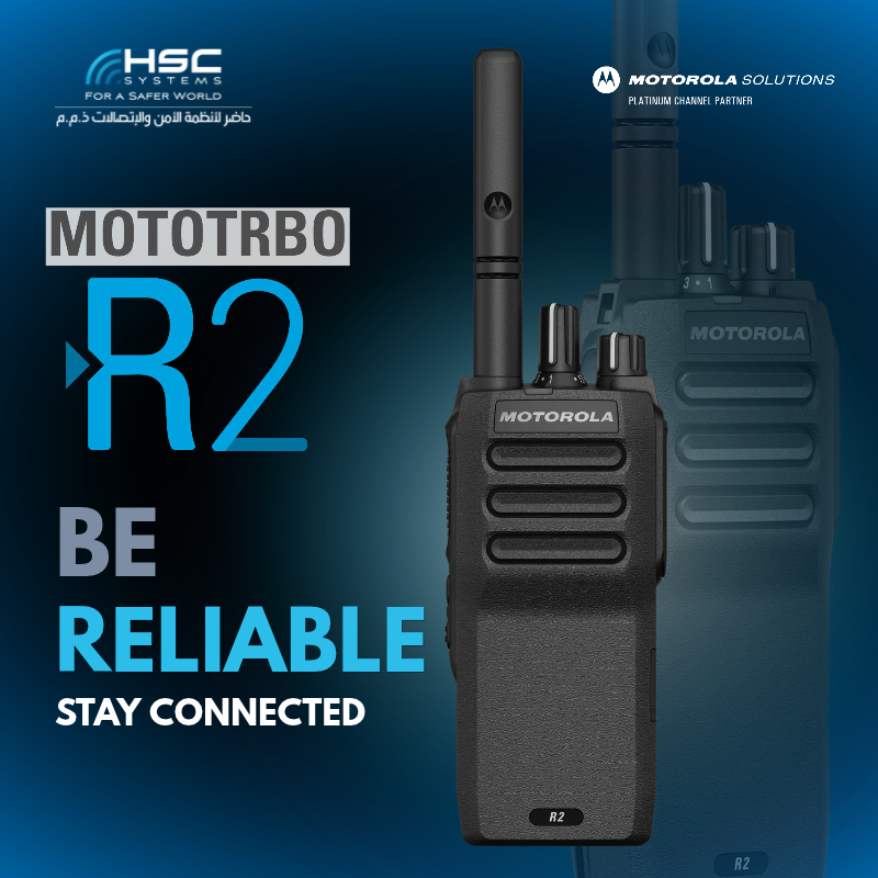 HSCSystem's tweet photo. Built to work. Built to last. MOTOTRBO R2 delivers reliable communication for every workday.

#HSCS 
#forasaferworld #uae #abudhabi #dubai #digitaltransformation
#MotorolaSolutions #MOTOTRBO #R2 
#TwoWayRadio #RadioCommunications 
#ملتزمون_ياوطن
#نتصدر_المشهد https://t.co/0M913ulueM