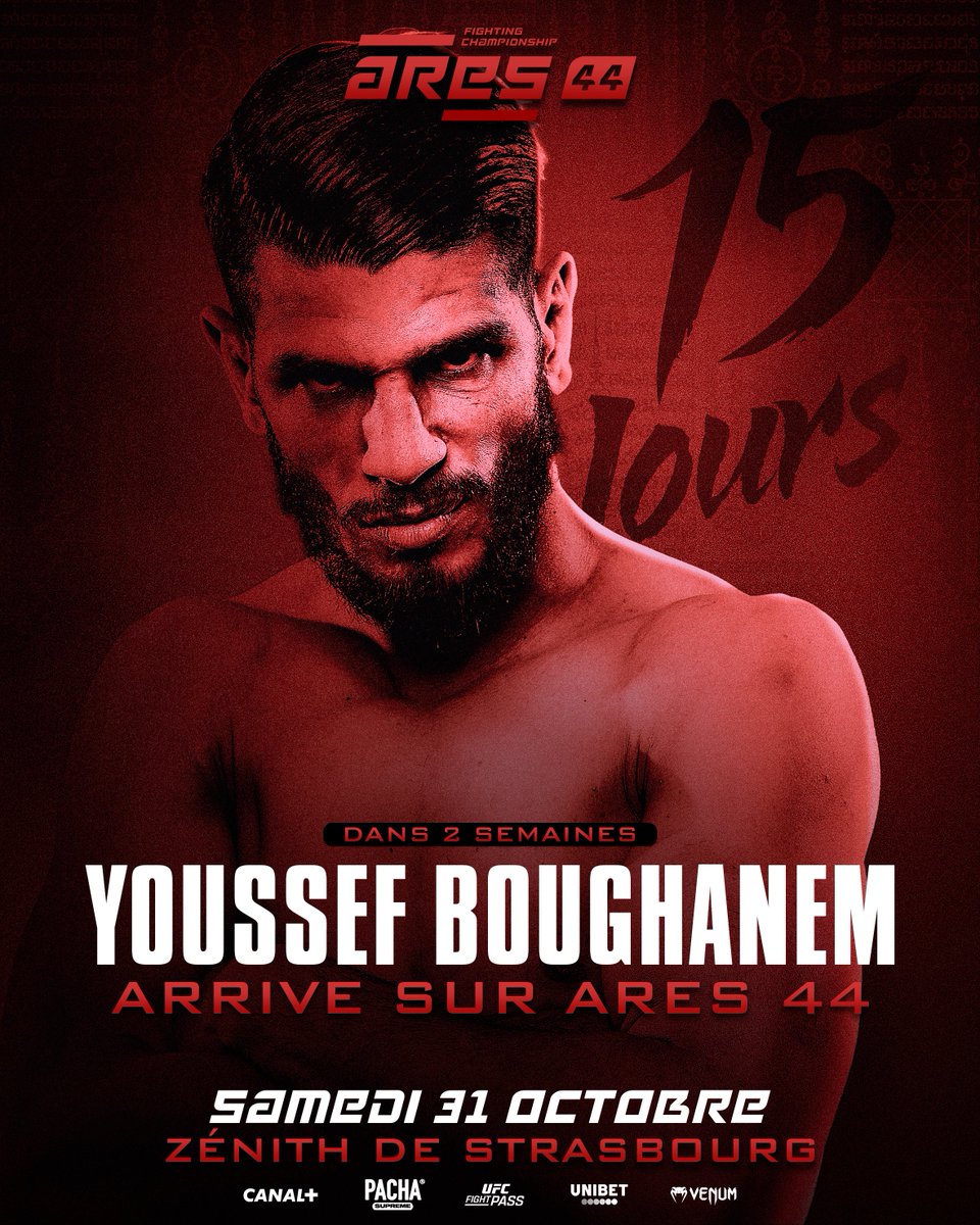 ares_fighting's tweet photo. Dans 15 jours, Strasbourg va trembler ! 💥

#ARES44 arrive très vite, avec une fight card qui va illuminer cette soirée très attendue par le MMA français. 🇫🇷🔥

Rendez-vous le samedi 31 octobre au Zénith de Strasbourg. 👊

#ARESFC https://t.co/lpxpT2EB43