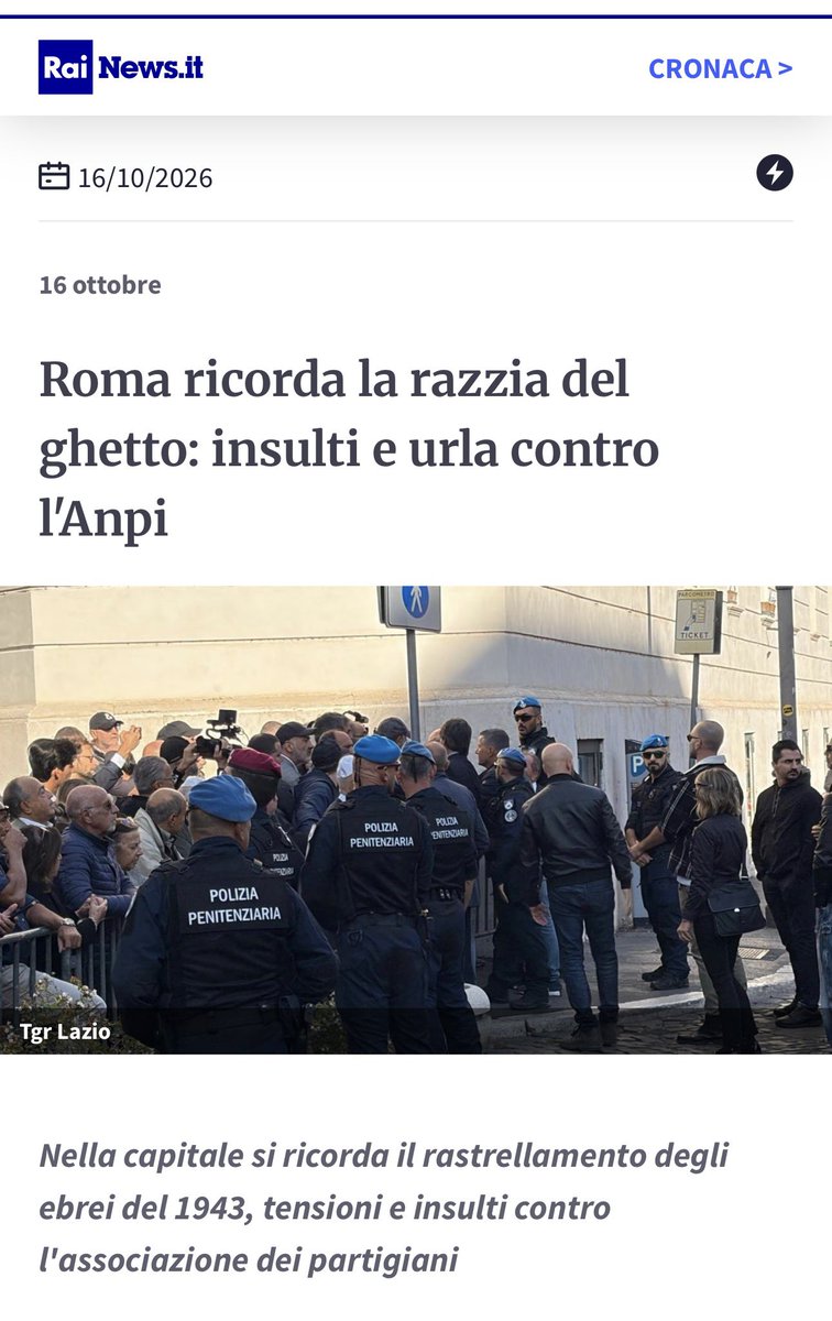 robdellaseta's tweet photo. X me un sacrilegio. Il #16ottobre1943 fascisti e nazisti rapirono oltre 1000 ebrei romani, quasi tutti morirono gassati a #Auschwitz. Il 16/10/26 i capi della comunità ebraica di Roma ricordano quel giorno insieme agli eredi di Almirante e cacciando l’associazione dei partigiani. https://t.co/j3gdIGQrdH