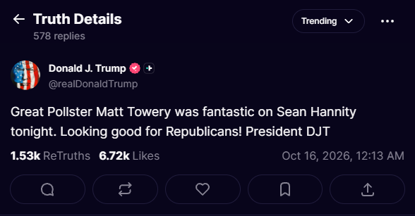 Foster's tweet photo. Interesting that Trump clearly watched Hannity last night and applauded how well others did on the show..

But not his newest press secretary😅 https://t.co/u3BJQqntDt