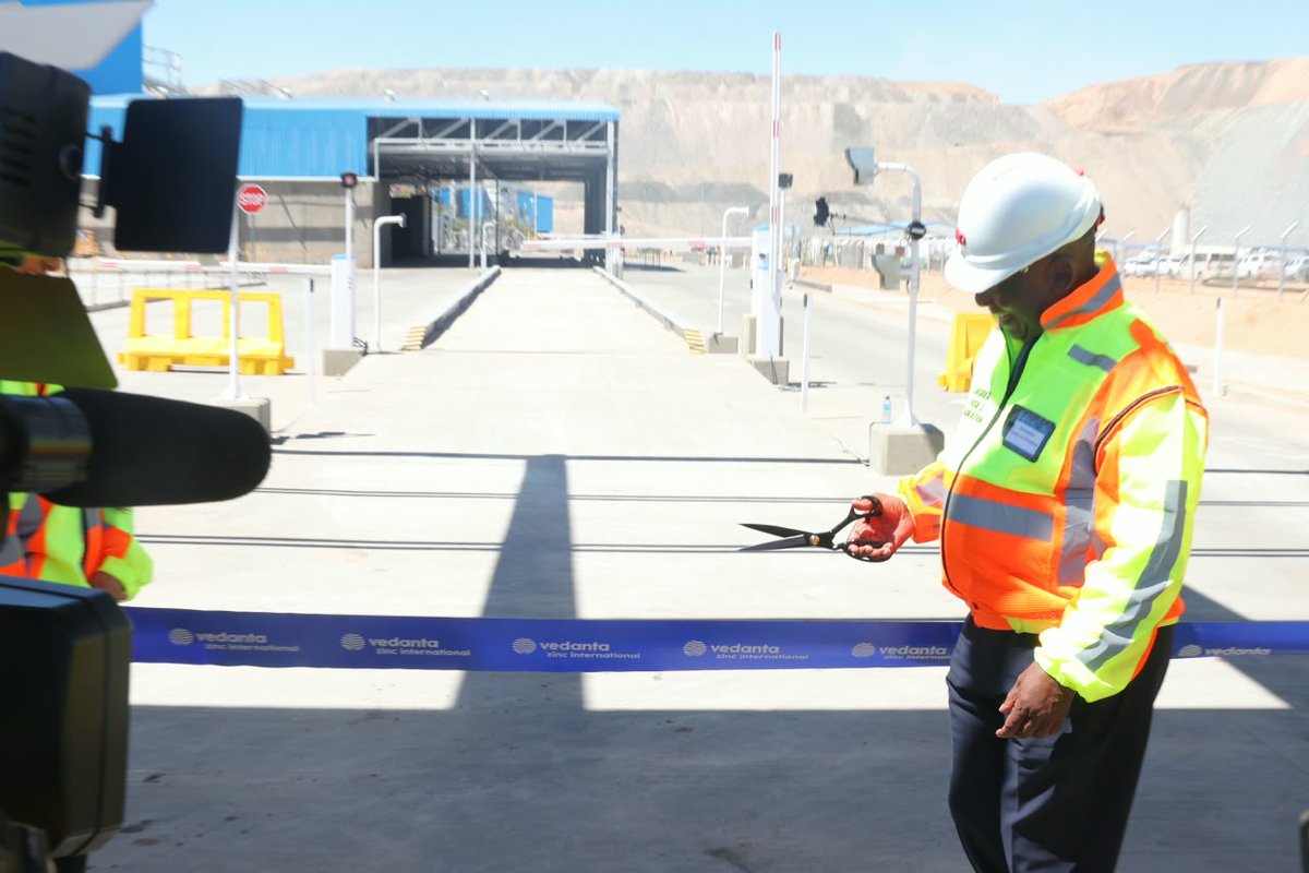 GovernmentZA's tweet photo. PICTURES 📸 | President Cyril Ramaphosa cuts the ribbon to officially inaugurate the Gamsberg Phase II Expansion Project at Gamsberg Mine in Aggeneys, Northern Cape.

Themed “Partnerships for Progress”, the inauguration marks a significant milestone in the expansion of South Africa’s mining sector and highlights the importance of collaboration between government, business, employees and communities in advancing inclusive growth and regional development.

The Phase II expansion increases Gamsberg’s annual zinc-in-concentrate production capacity to approximately 500 000 tonnes per annum, positioning the operation to become one of the world’s largest zinc-producing operations.