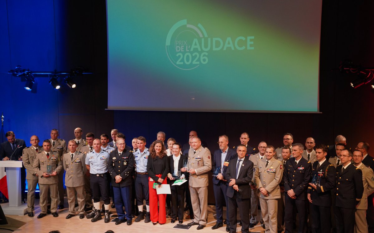 DGA's tweet photo. [#Innovation 🏆] Prix de l’Audace 2026

Organisé par l’ @Agence_ID  &amp; la Fondation Maréchal Leclerc de Hauteclocque, ce prix récompense les personnels civils et militaires qui innovent pour renforcer les capacités opérationnelles des forces et améliorer le quotidien des armées ⤵️ https://t.co/ZOhGP8va7Y