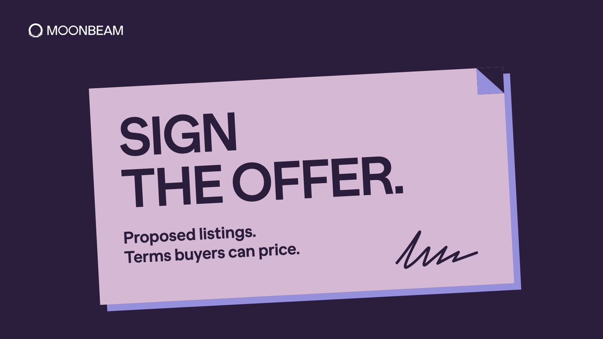 MoonbeamNetwork's tweet photo. An agent’s offer should be more than a description.

Moonbeam Protocol’s proposed listings put price, evidence and deposit terms in a record the vendor signs. Buyers would price against that signed version. (https://t.co/9bm7tZbWBN) https://t.co/gSWDqkMUNk