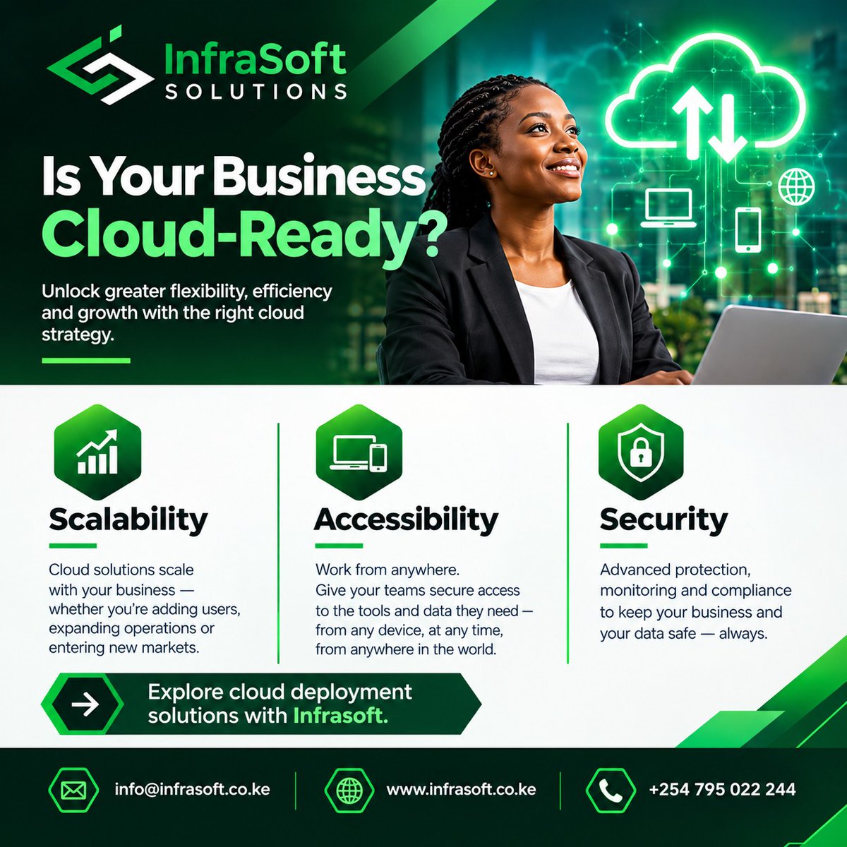 InfrasoftLtd's tweet photo. βοΈ Is your #business #cloud-ready?
Unlock scalability, flexible access and smarter growth with the right cloud strategy. @InfrasoftLtd helps you plan and deploy secure #cloudsolutions tailored to your business needs.
π https://t.co/xdlYH8HiPc
π© info@infrasoft.co.ke https://t.co/TBPUE2CsPm