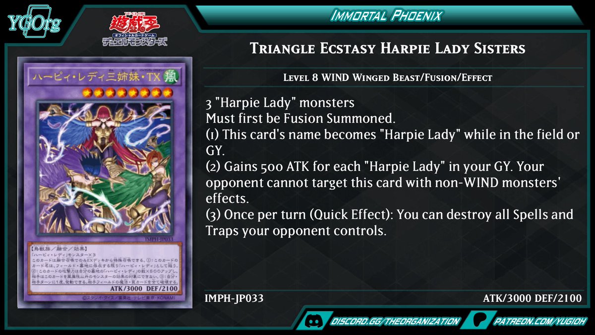 ygorganization's tweet photo. ◆ Immortal Phoenix ◆
"Harpie" and "Amazoness" as one ❗
#yugioh #遊戯王 https://t.co/SctGlPl5wv