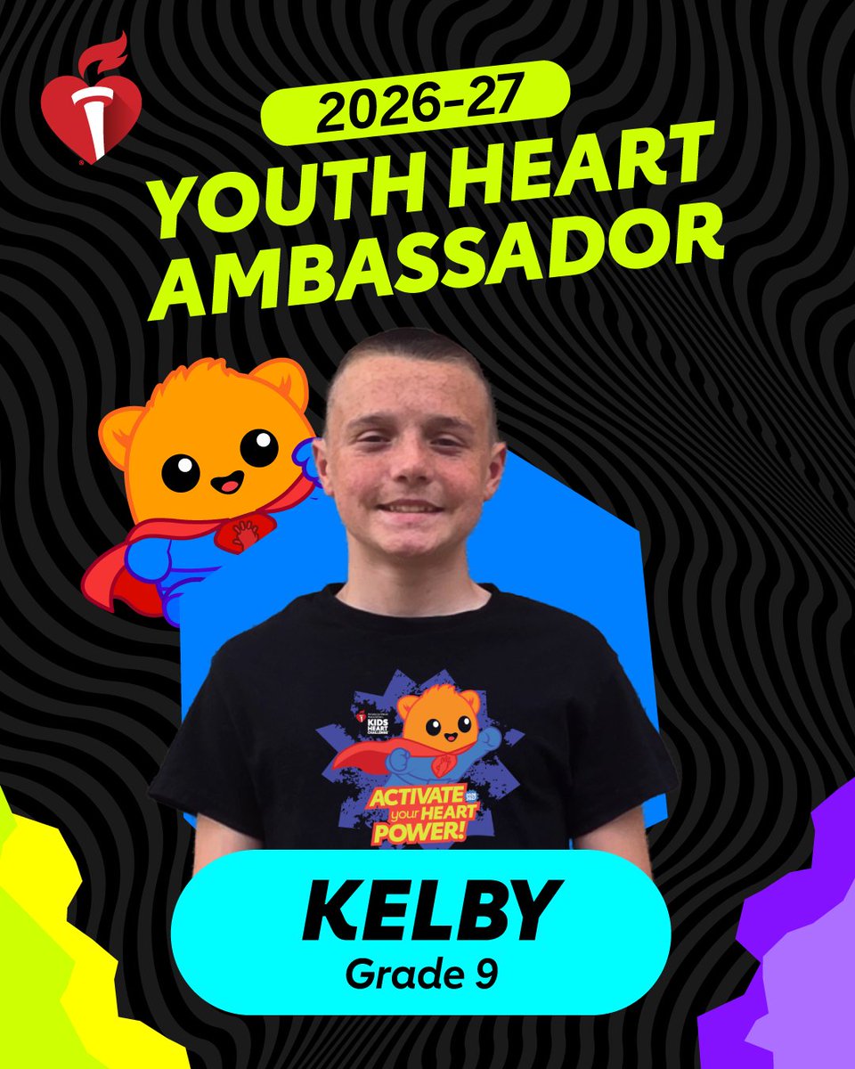 KidsHeartChall's tweet photo. ✨ Youth Ambassador Spotlight: Kelby ✨ 

Kelby was born with transposition of the great arteries and an atrial septal defect, two CHDs that required open-heart surgery when he was 3 days old. Thanks to early treatment and ongoing care, Kelby has grown up with no restrictions. https://t.co/9j0tDWpuvk
