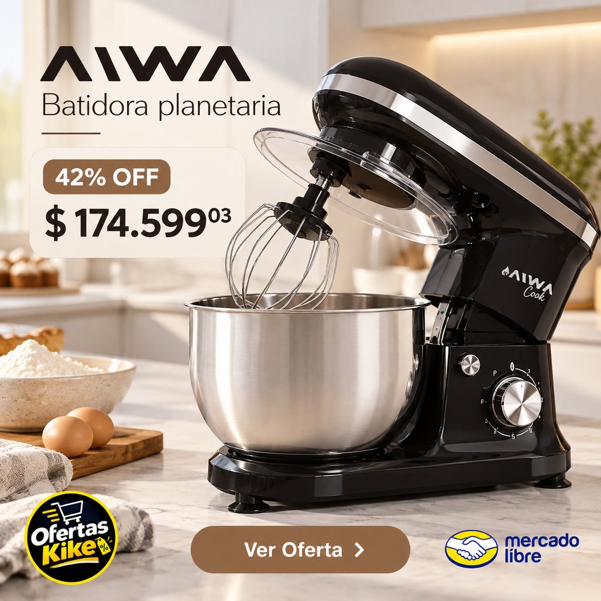 OfertasKike's tweet photo. PARA APROVECHAR!
BATIDORA PLANETARIA AIWA DE 1200W, CON BOWL DE ACERO INOXIDABLE DE 5 LITROS Y 6 VELOCIDADES

🔥 42% OFF !!!!!
Antes $304.199
AHORA $174.599,03
https://t.co/t7hSfQB5Yh

12 CUOTAS SIN INTERÉS DE $14.549,92

👉 MIRÁ LA OFERTA EN MERCADO LIBRE: https://t.co/t7hSfQB5Yh