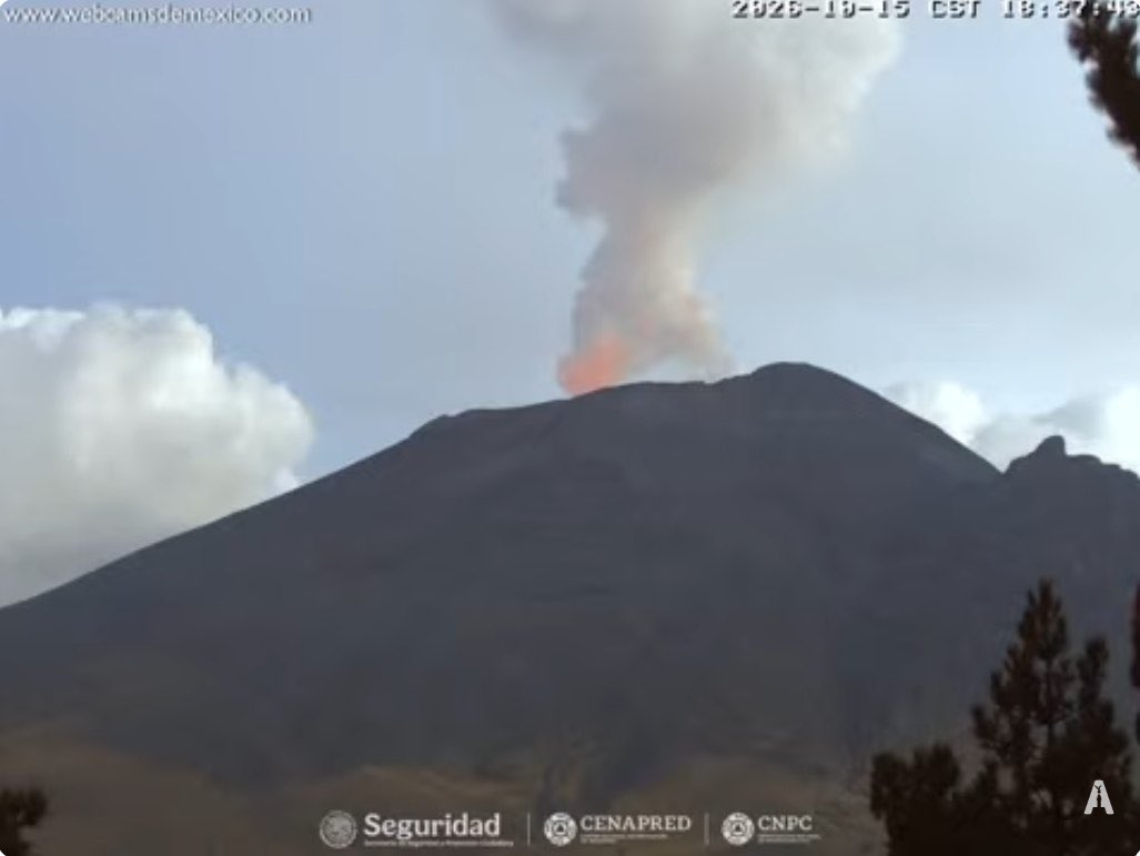 ObserVolcanica's tweet photo. ACTIVIDAD DEL VOLCÁN POPOCATÉPETL🌋
Últimas 24 horas
15 de Octubre 2026 – 16 de Octubre 2026, 07:00 🗓️ 
Emisiones de gas y ceniza💨🌫
⌚ Hora ➖ Dirección de dispersión 
🔸 8:27  ➖ O 
🔸 10:10 ➖ O 
🔸 10:58➖ O 
🔸 17:35 ➖O 
 
Emisiones de gas 💨
⌚ Hora  ➖     Dirección de dispersión 
🔹 09:00➖O   constante
🔹 14:00➖O   constante
🔹 19:00➖O   constante
🔹 00:00➖O   constante
🔹 04:20➖O   constante
🔹 06:00➖O   constante

 Último valor de masa de bióxido de azufre (SO2)reportado por la plataforma MOUNTS
⚛️ 2,730 toneladas (15/10/2026 13:17) 
El pronóstico de dispersión de emisiones de ceniza no se encuentra disponible.