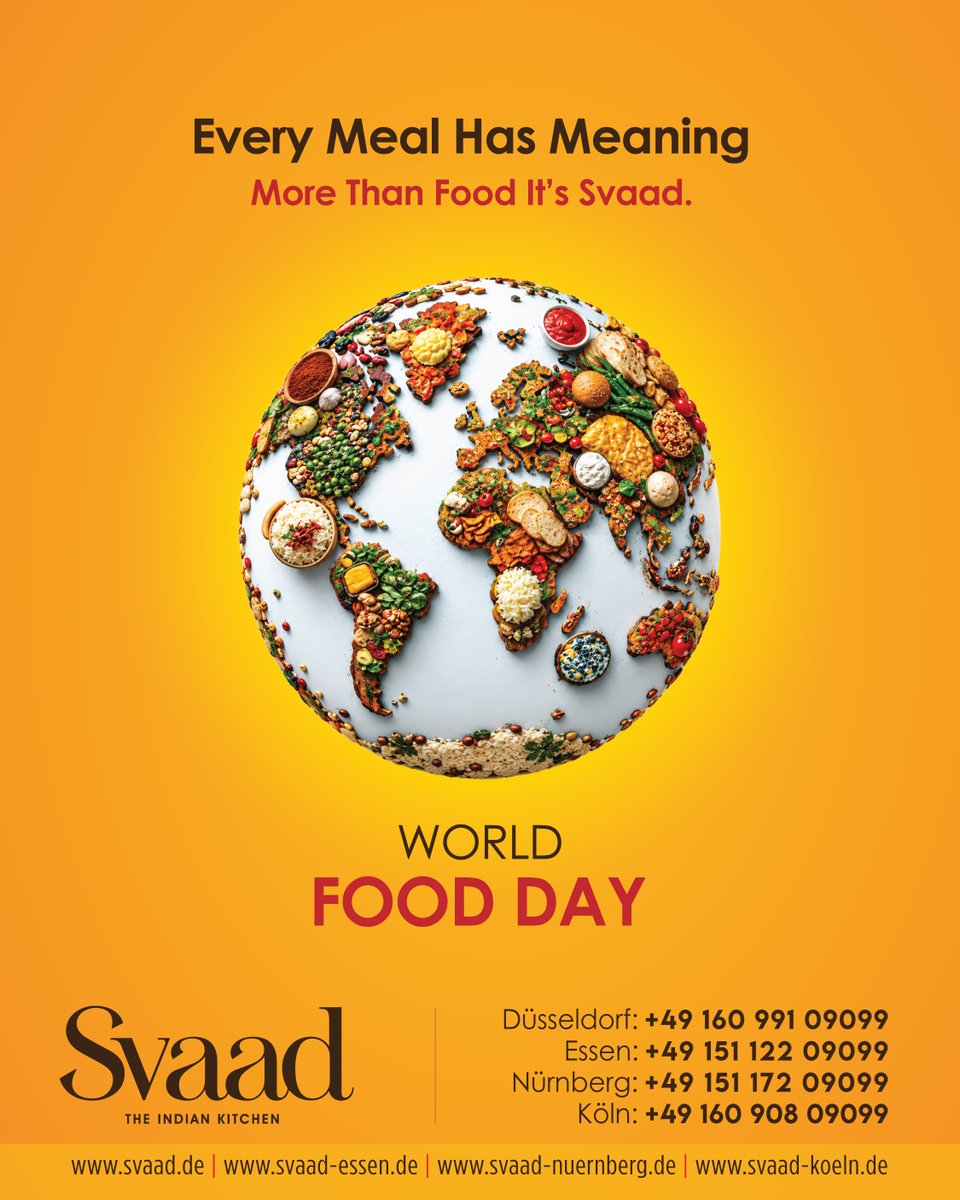 svaadofficial's tweet photo. Food is more than what we eat—it connects cultures, brings people together, and nourishes communities. This World Food Day, Svaad celebrates the farmers, ingredients, and traditions that bring every meaningful meal to our tables.

https://t.co/SGzpdKCyCN

#WorldFoodDay #Svaad https://t.co/DoRd2tv2aP
