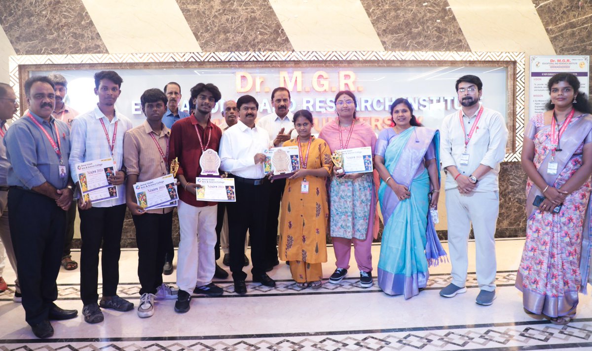 AcsArunkumar's tweet photo. Appreciating the outstanding achievements of our First-Year https://t.co/SLWI6AdbMy. Advanced Animation students from the Department of Visual Communication and Animation, who showcased their creativity and talent at prestigious intercollegiate events. Their impressive performances across Live Art, Poster Design, Sketching, Treasure Hunt, Script Writing, and Capture the Moment earned them multiple prizes. Heartiest congratulations to our talented students for bringing pride to our institution. Wishing them many more creative milestones and achievements ahead!

#DRMGR #MGRERI #Visualcommunication #animation