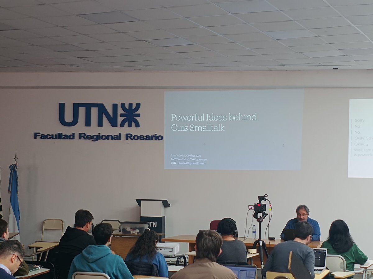 fast_arg's tweet photo. Juan Vuletich presents "Powerful Ideas Behind Cuis Smalltalk" at #Smalltalks2026 https://t.co/fUljl5TE9T