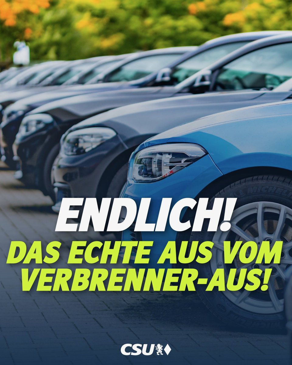 Markus_Soeder's tweet photo. Endlich: Wir haben ein echtes Aus vom Verbrenner-Aus! Die Einigung zum #Auto von Deutschland und Frankreich ist ein wuchtiges Signal in die gesamte EU hinein. Es gibt nun ein klares Ja zum Auto und zu Technologieoffenheit. Neben der E-Mobilität hat auch der Hightech-Verbrenner eine Zukunft. Das neue 90-Prozent-Reduktionsziel für Neuwagenflotten ohne Kompensationsverpflichtung ist ein zentraler Erfolg Bayerns. Neue Hightech-Verbrenner dürfen damit auch nach 2035 zugelassen werden. Das darf nun im weiteren Prozess aber nicht wieder aufgeweicht werden. Die heimische Wirtschaft braucht diesen nötigen Freiraum. Wir pushen bei der E-Mobilität und Ladesäuleninfrastruktur genauso wie bei der Förderung aller Arten an Technologie, anstatt starre Verbote zu diktieren. Andernfalls würden wir den Markt selbstverschuldet dem Ausland überlassen. Klar ist: Gerade in diesen wirtschaftlich schweren Zeiten braucht es klare Signale und Handlungsfähigkeit. Bayern wird sich in den anstehenden Verhandlungen weiter mit Nachdruck für Wachstum, Beschäftigung und weitere Verbesserungen etwa bei der Anrechnung von grünem Stahl und Aluminium einsetzen.