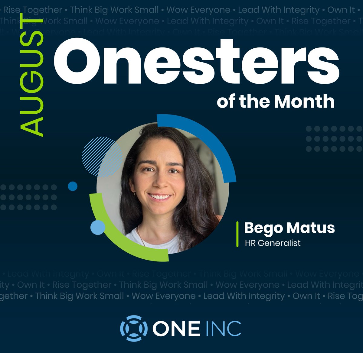 OneIncSystems's tweet photo. Every month, we recognize Onesters who bring our core values to life. ⭐ Whether they #OwnIt, #RiseTogether, or lead in other meaningful ways, thank you for everything you bring to One Inc. 💙 https://t.co/SqYZJPVhAm