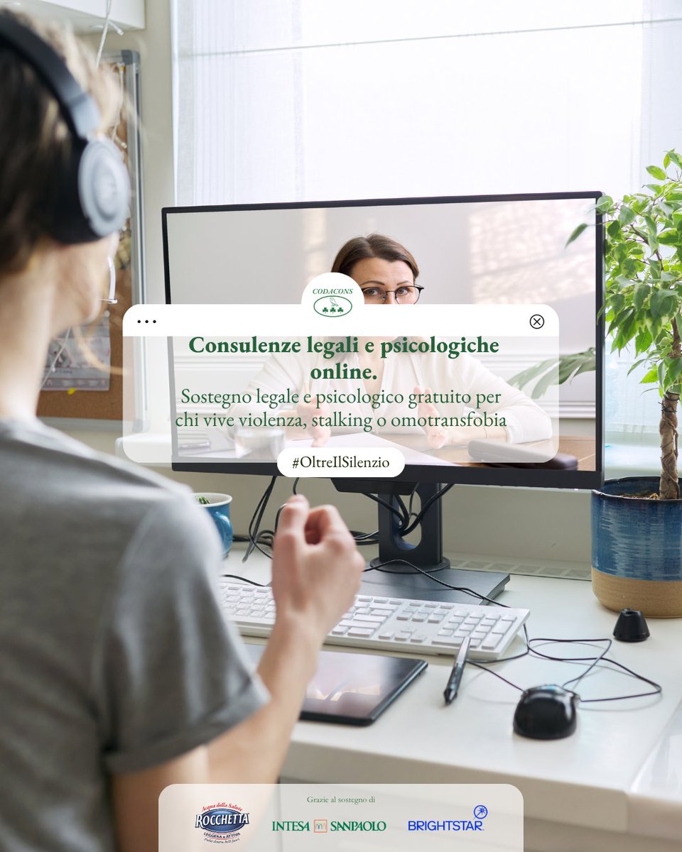 Codacons's tweet photo. Violenza, stalking, discriminazioni: non affrontarle da solə.
Con #OltreilSilenzio, il Codacons offre consulenze legali e psicologiche online gratuite.
Prenota qui 👇
🔗 https://t.co/AYudzPhSKB https://t.co/EekPpsORxu