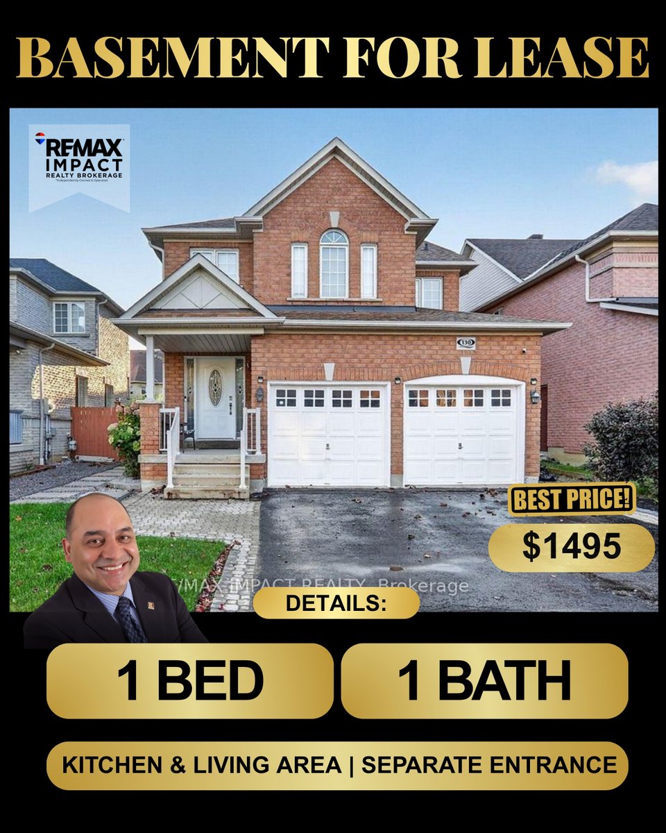 teamnasir15's tweet photo. 🏡 **BASEMENT FOR LEASE — WILLIAMSBURG**

💰 **$1,495/Month** | 1-Year Lease

**NASIR RIZVI**  
REALTOR® — RE/MAX Impact Realty, Brokerage  
📲 Call/Text: 416-996-5725

Listing courtesy of RE/MAX Impact Realty.

#Williamsburg #WhitbyRentals #BasementForLease #DurhamRegion https://t.co/qaDFb4SVd3