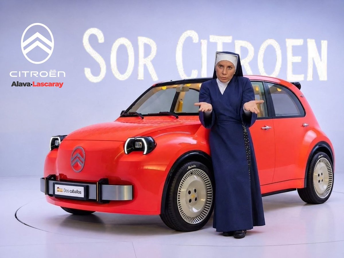 CitroenAlava's tweet photo. ¿Sor Citroën lo aprobaría? 🤔 El nuevo #Citroen #2CV está de vuelta, y tiene un aspecto muy reconocible 🥰  ¿Crees que la monja más famosa de nuestro #cine le daría su bendición? ¡Déjanos tu opinión en los comentarios!  👇🏻
#SorCitroen #NuevoCitroen2CV #Humor #2CV https://t.co/zNStewEBhg