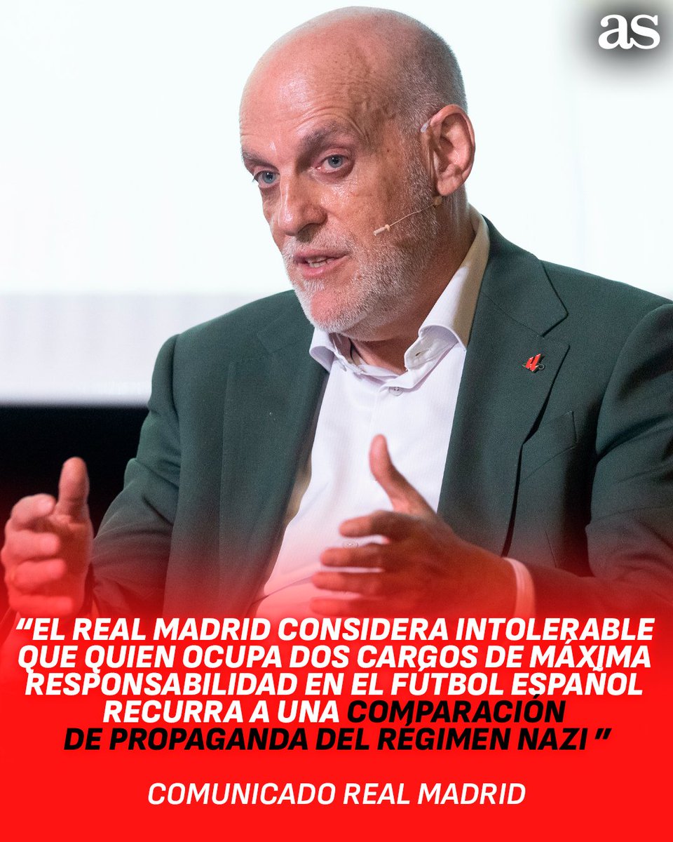 diarioas's tweet photo. 🚨 EL REAL MADRID RESPONDE A TEBAS CON UN COMUNICADO

👀 El presidente de LaLiga escribió en X “el método de Real Madrid TV recuerda a los mecanismos de la propaganda de Goebbels” https://t.co/7WFdN4cAh8