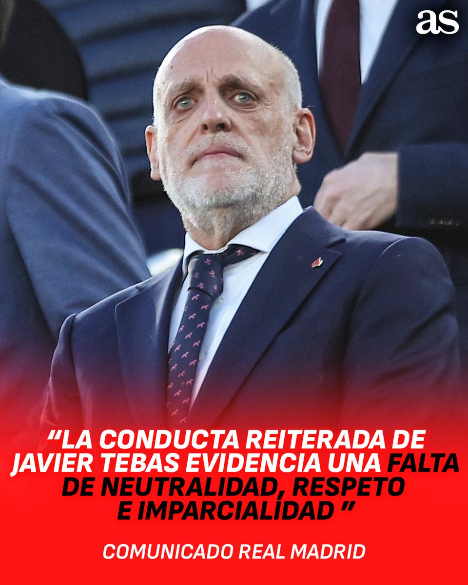 diarioas's tweet photo. 🚨 EL REAL MADRID RESPONDE A TEBAS CON UN COMUNICADO

👀 El presidente de LaLiga escribió en X “el método de Real Madrid TV recuerda a los mecanismos de la propaganda de Goebbels” https://t.co/7WFdN4cAh8