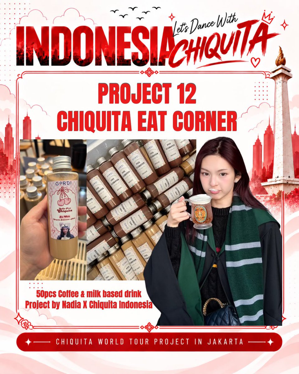 CHIQUITABASE's tweet photo. Halo, Cheetas &amp; Monstiez!

Ada minuman gratis dari Nadia x Chiquita Base Indonesia, nih! Kalian bisa menikmati free coffee dan milk-based drinks sebagai bagian dari project untuk mensupport Chiquita ❤️
Jangan lupa mampir dan nikmati minuman gratisnya, ya! 

#CHIQUITA
#BABYMONSTER https://t.co/ZGhG8Cp61K
