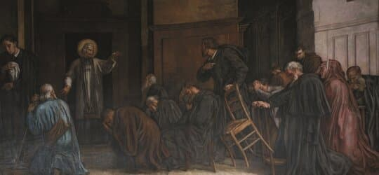 trad_west_'s tweet photo. The context of the French Revolution had a strong influence on his youth: he made his first confession at the foot of the great clock, in the common room of the house where he was born, rather than in the village church, and received absolution from an underground priest.

Two years later, he made his First Communion in a barn, during an underground mass celebrated by a refractory priest. 

At 17, he chose to answer God’s call: “I’d like to win souls for God,” he told his mother, Marie Béluze. But his father opposed the project for two years, as there was a shortage of hands at his father’s house.

Once in the seminary everyone thought he was too stupid to be a priest.

He couldn’t read, struggled with Latin, and was nearly kicked out of seminary.

But God had other plans.

After years of struggle and private tutoring, Jean was finally ordained at age 29.

He was sent to a forgotten village in rural France.
A tiny, desolate place called Ars.

The bishop said: “There is little love of God in that parish, you will bring it there.”

There, he awakened the faith of his parishioners through his preaching, but above all through his prayer and his way of life. 

He feels poor in front of the mission to be accomplished, but he lets himself be seized by God’s mercy. 

He restored and embellished his church, founded an orphanage: “La Providence” and took care of the poorest.

By 1824, however, he began experiencing what he believed were attacks from the Devil.

At first, he suspected burglars. But the disturbances continued, and other people began witnessing strange events.

What followed would become one of the most remarkable accounts of spiritual warfare in the life of a Catholic saint.

The disturbances reportedly began with violent banging on the rectory doors, strange voices, and noises resembling heavy carts rolling through the house.

One night, Vianney asked a local wheelwright named André Verchère to stay with him, believing someone might be trying to break in.

Shortly after midnight, the house shook violently. André grabbed his gun and searched for an intruder, but found nobody.

He was so frightened that he refused to spend another night there.

On another occasion, while Vianney was staying with fellow priests during a mission at Saint-Trivier, they heard a tremendous disturbance coming from his bedroom.

Rushing inside, they reportedly discovered that his bed had been dragged into the middle of the room.

His own sister, Marguerite, also testified about hearing unexplained knocking while staying at the rectory.

Vianney called his tormentor "le Grappin," roughly meaning "the grappling hook."

According to accounts of his life, he reported being pulled by the feet, hearing mocking voices, and suffering nights of interrupted sleep.

Yet something fascinated him.

He noticed that especially violent disturbances often preceded the arrival of someone seeking reconciliation with God.

He began describing these penitents as "big fish."

The reason was simple: people who had spent years away from the Church were arriving in Ars to confess their sins and change their lives.

Vianney believed the Devil was trying to exhaust and frighten him because of his ministry.

But the attacks did not persuade him to abandon the confessional.

Instead, he continued praying, fasting, offering Mass, and hearing Confessions.

At the height of his ministry, he spent as many as 16 hours a day reconciling sinners with God. 

(2/3)