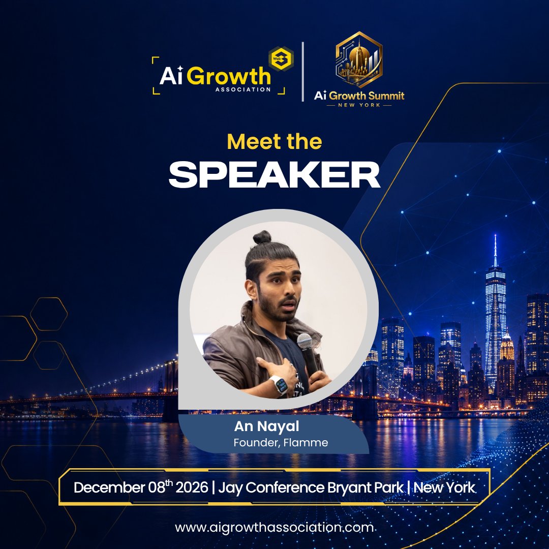 AiGrowthSummit's tweet photo. Next speaker confirmed for AI Growth Summit New York.

@consumerxai 
Founder, Flamme

📅 Dec 8, 2026
📍 Jay Conference Bryant Park
More details soon.

https://t.co/d67ofl768Z

#AIGrowthSummit #AI2026 https://t.co/Ye9MRwEi3J