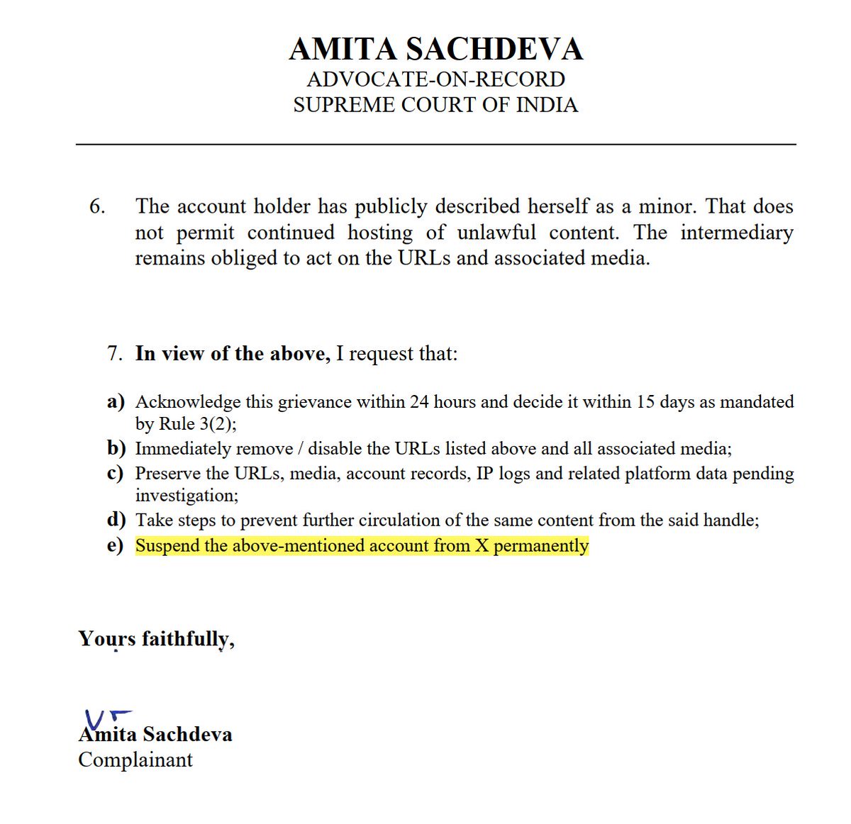 SachdevaAmita's tweet photo. Another Victory for the Protection of Hindu Deities, @Nishuazad11’s Account Suspended!

Thank you @X and the Grievance Appellate Committee for acting on the grievance against @Nishuazad11.

On 5 Sept 2026, a formal complaint was filed with X’s Grievance Officer seeking removal of posts that insulted Maa Durga, Maa Saraswati, Bhagwan Shiv and Bhagwan Shri Krishna, along with permanent suspension of the account. After the Grievance Officer held “NO VIOLATION,” an appeal was filed before the GAC (Appeal No. 160795/2026).

The account has now been suspended. Freedom of speech does not include the freedom to deliberately outrage religious feelings. Due process works.

Criminal proceedings have already been initiated, and the Ld. CJM has directed the concerned SHO to file the Action Taken Report on our complaint.

Jai Shri Ram. 🙏