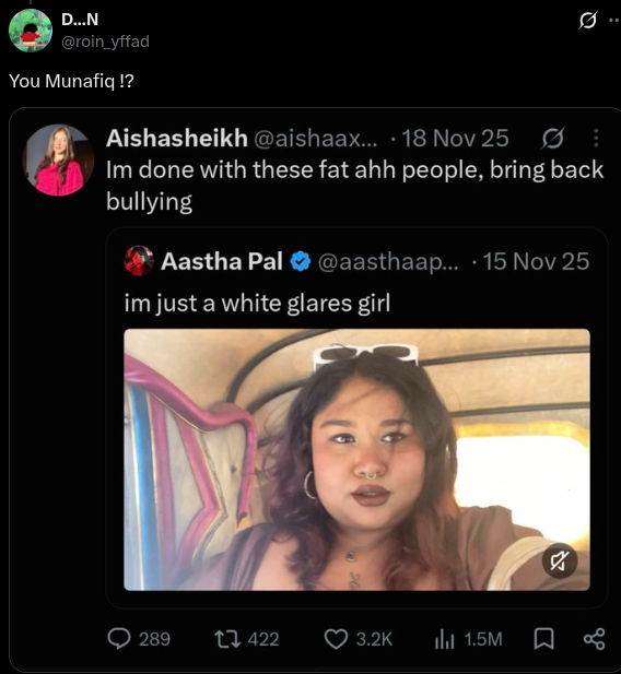 roin_yffad's tweet photo. Meet this hypocrite. She body-shamed another woman, then tweeted just yesterday, “I love how women support women.” When I called her out on her hypocrisy, she blocked me. The audacity! 
Practice what you preach. SHAME ON YOU, HYPOCRITE! https://t.co/BXltFtfzxX