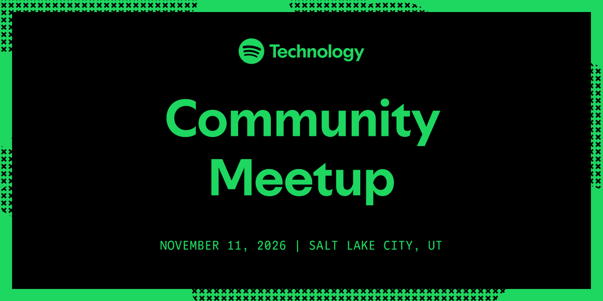 SpotifyEng's tweet photo. Going to KubeCon+CloudNativeCon NA? Join us in Salt Lake City on Nov 11 for a community meetup, with live demos of Portal, Confidence, and Xirp, plus time to meet the team. Space is limited! RSVP👇
 https://t.co/Nc84Kb17ST https://t.co/kKtFAh9dRH
