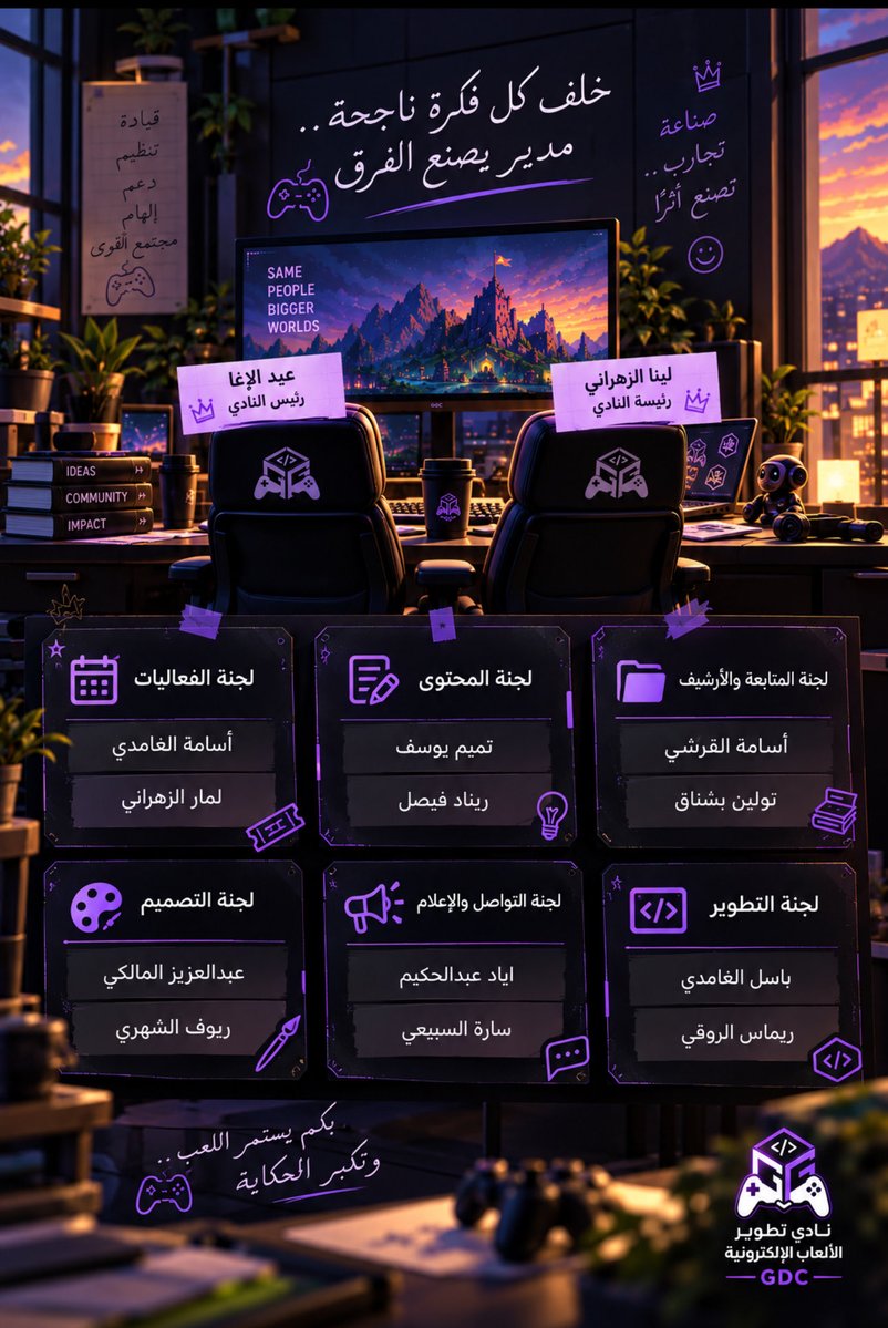 GDCTaif's tweet photo. خلف كل فكرة ناجحة… قائد يصنع الفرق. 💜🎮

في عالمٍ نصنع فيه ألعابنا، هناك قادة يصنعون حكايتنا. ✨

في يوم المدير العالمي، نحتفي برؤساء النادي ورؤساء اللجان، الذين حوّلوا الشغف إلى عمل، والأفكار إلى إنجازات، والتحديات إلى فرص للإبداع.

شكرًا لكل قائد كان مصدر إلهام، ولكل من جعل من GDC أكثر من مجرد نادٍ… بل مجتمعًا يكبر بطموح قادته. 💜

بكم يستمر اللعب… وتكبر الحكاية. 🎮

#GDC 
#اليوم_العالمي_للمدير