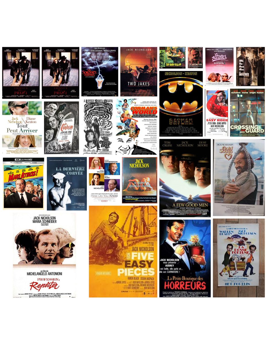 merlinpapin3's tweet photo. #SondageJackNicholson, #JackNicholson, monstre sacré du cinéma américain, au sourire insolent, au regard qui vous transperce et à la personnalité aussi imprévisible que fascinante, aura traversé les décennies en faisant de sa folie apparente, de son ironie ravageuse et de son immense liberté d'acteur une légende vivante, capable d'incarner aussi bien les démons de l'Amérique que ses hommes les plus fragiles, sans jamais ressembler à personne d'autre qu'à lui-même.
Rendons Hommage cette semaine à une Légende d’Hollywood qui nous fait aimer le cinéma l’acteur et Réalisateur #JackNicholson
Quel est votre Film préféré avec #JackNicholson (3 Choix Possibles) ?
Réponse au #SondageJackNicholson avant Dimanche Minuit (bien utilisé le # dans votre réponse)
Merci de RT au maximum et de me faire un peu de Pub
Bon Week-end à tous, la vie c’est que du Cinéma
Liste des Affiches non exhaustives
❤️si vous aimez