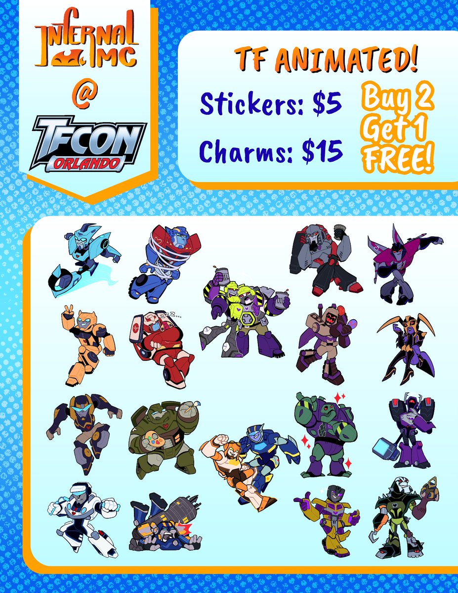In_fernal_MC's tweet photo. Here we go, my merch catalog for #TFConOrlando! 

Super excited to be sharing a table with @Shweenus this year for my very first time tabling! Hope to see yall there <3 #tfcon #transformers #maccadams https://t.co/aqHfNzd0gq