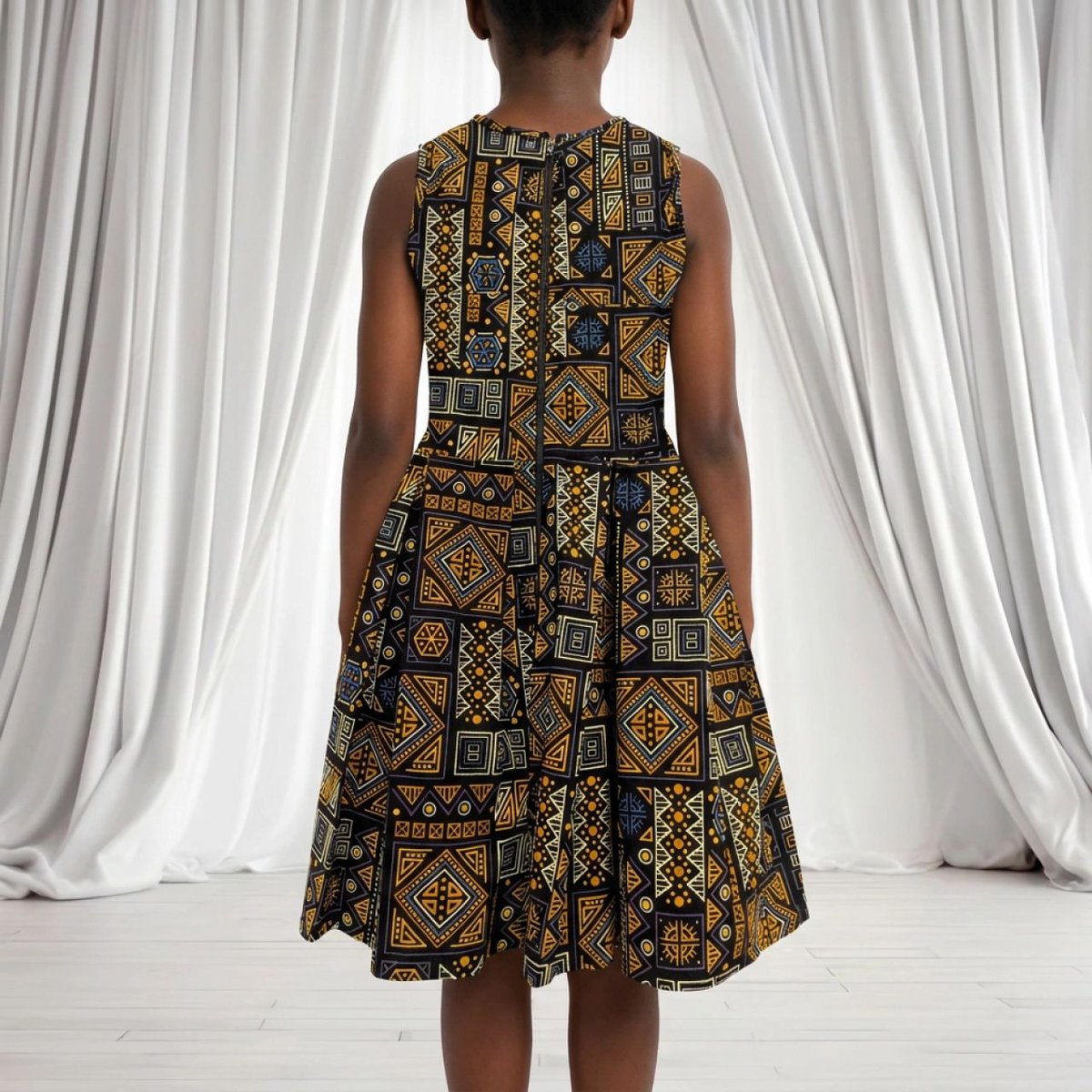 mytarooka's tweet photo. 100% cotton sleeveless dress with playful geometric shapes — super cute and comfy for all-day wear. A great gift for little girls. Bring a smile for only $30. 👗✨ #KidsStyle #GiftIdeas 
https://t.co/OiSGDXjeRa https://t.co/agd2HBavYf