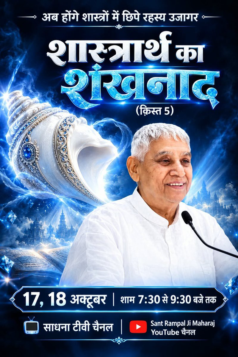Pappuda66489822's tweet photo. अब होंगे शास्त्रों में छिपे रहस्य उजागर।
देखना ना भूलें शास्त्रार्थ का शंखनाद (क़िस्त 5), 17, 18 अक्टूबर शाम 7:30 से 9:30 बजे तक साधना टीवी चैनल और Sant Rampal Ji Maharaj YouTube चैनल पर।
#शास्त्रार्थ_का_शंखनाद_क़िस्त5 https://t.co/9UU60kkQO1